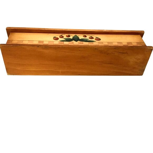Hand Painted Strawberry Small Keepsake Box Lift Top Solid Wood VTG Country Decor - Picture 4 of 8